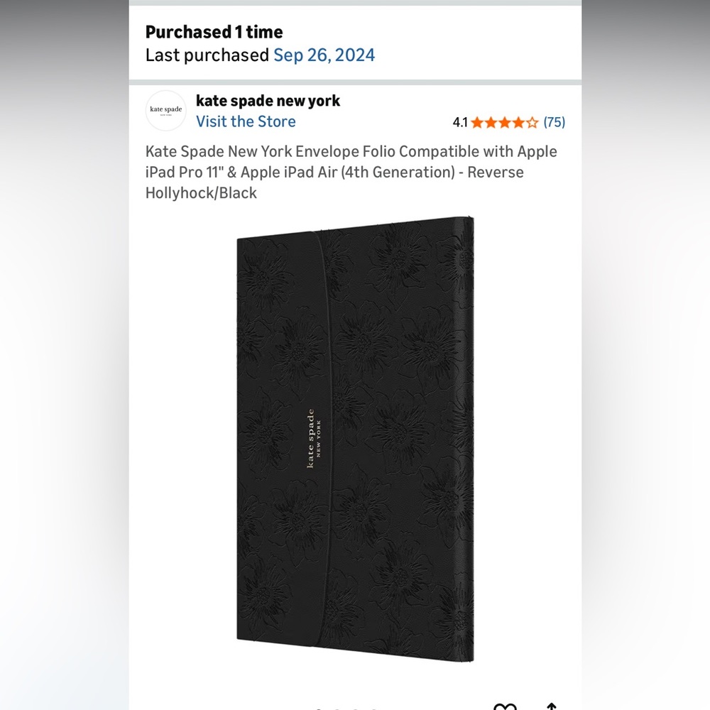 kate spade Black Floral iPad Folio Case